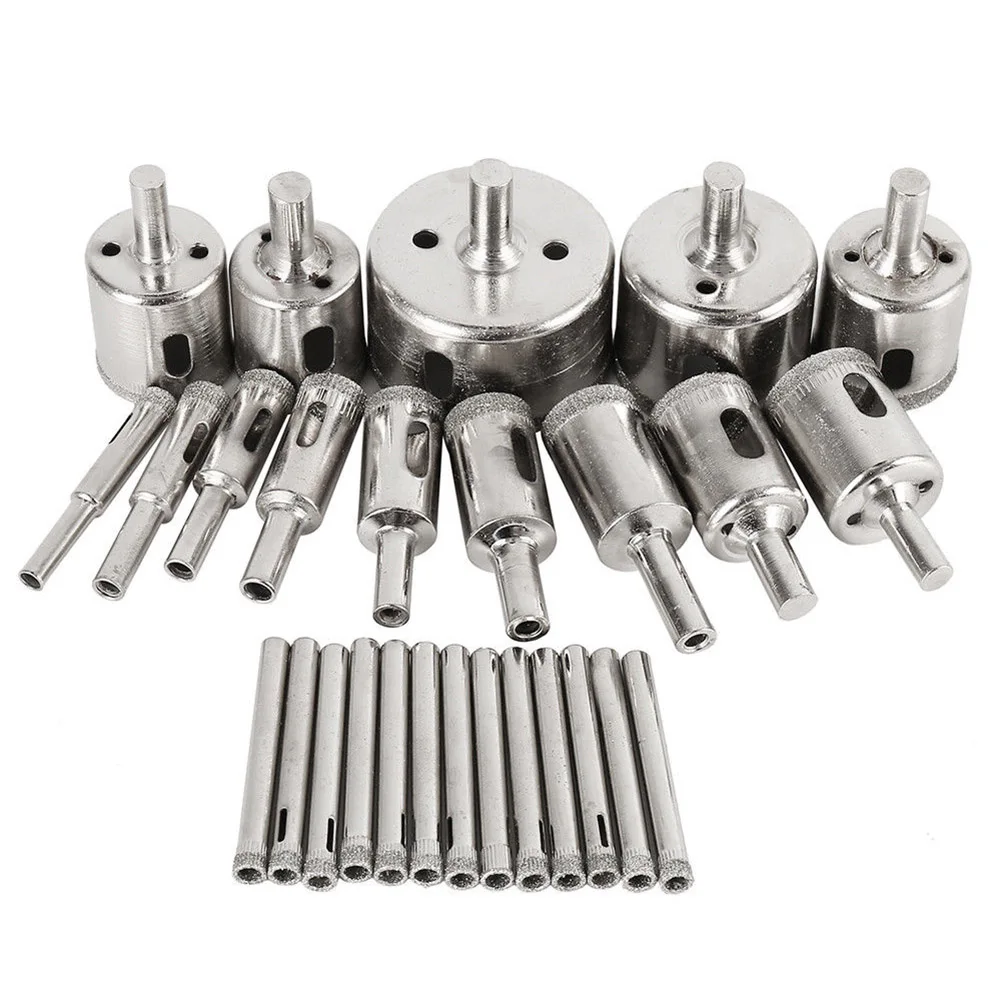 

28Pcs/Set Diamond Drill Bit Hollow Drill Hole Saw Bit 6-50mm for Marble Tile Glass Accessories Drill Bit Set 28Pcs