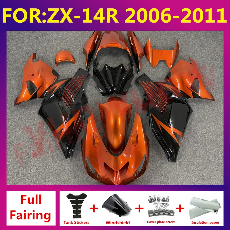 

For Kawasaki Zx14r ZZR 1400 Zx14 Zx-14r Fairing Body Kit bodywork 2006 2007 2008 2009 2010 2011 ZXMT Fairings set orange black