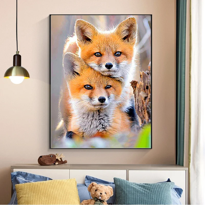 Diamond Painting Animal Fox Cute Baby Portrait Design Embroidery Wall  Decoration