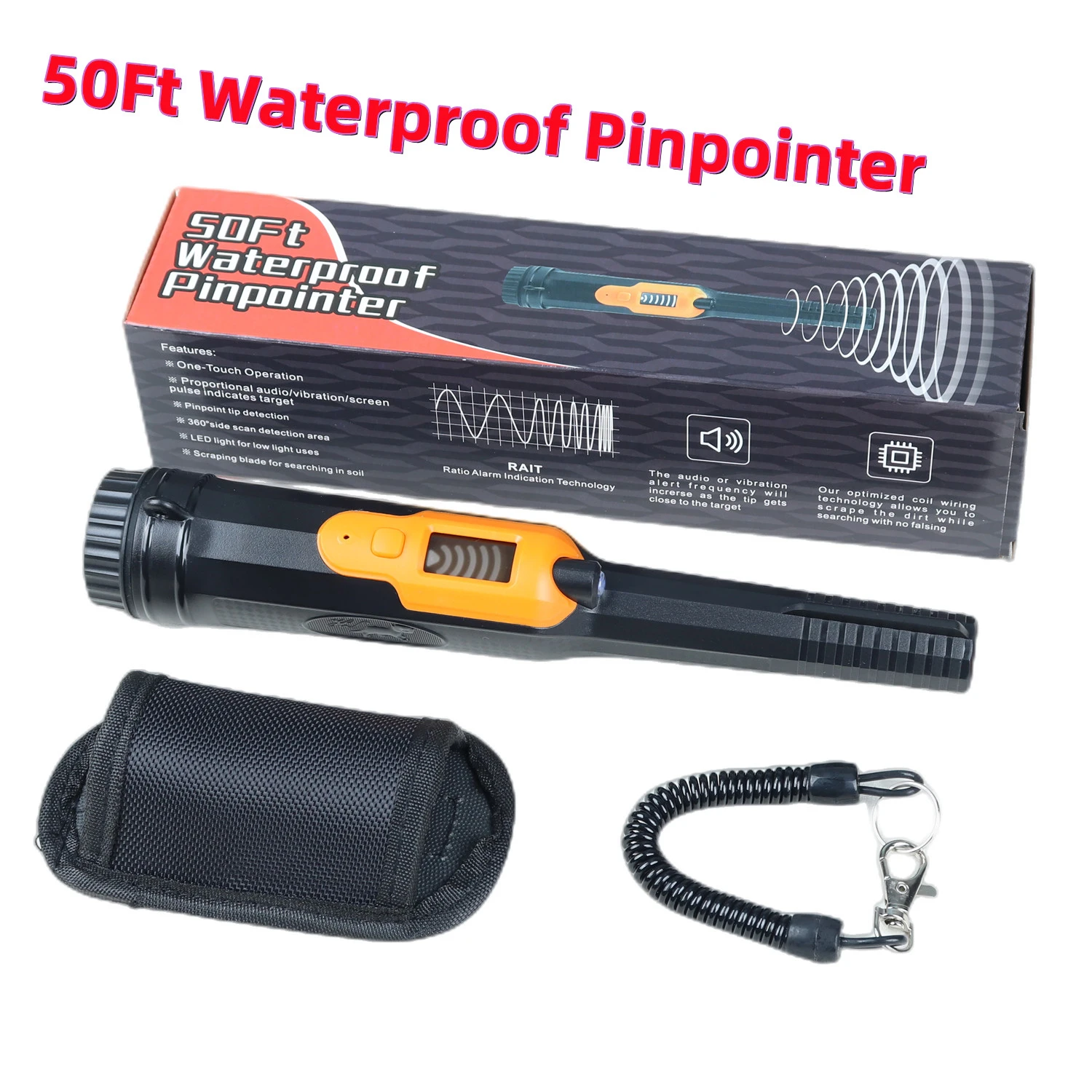 Fully Waterproof LCD Display Pinpointing Gold Metal Detector with LED