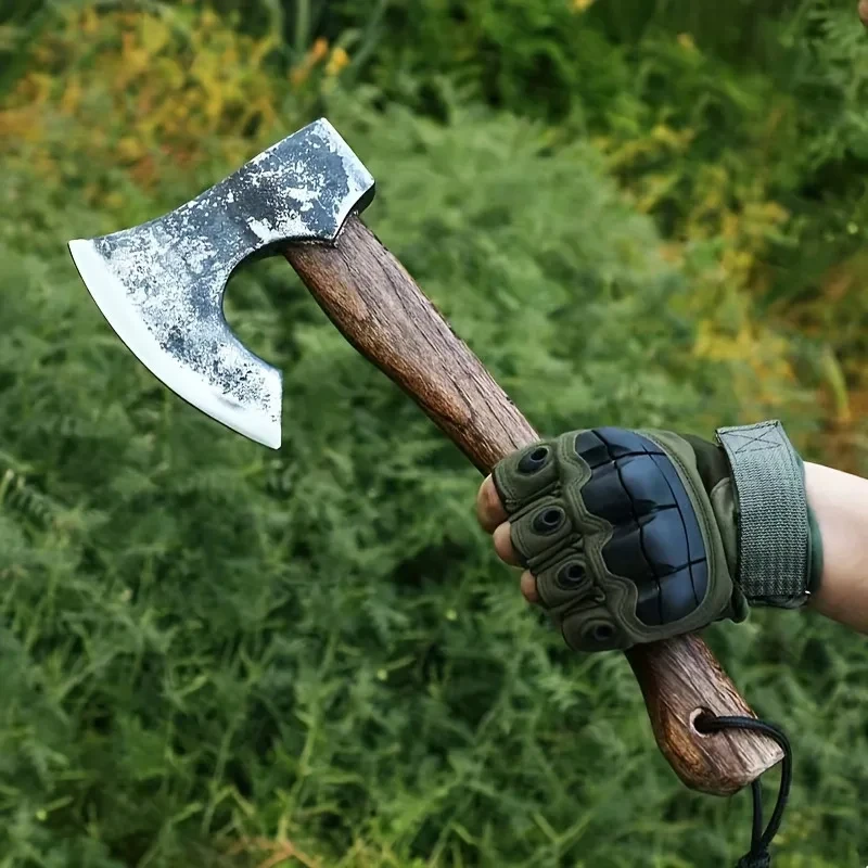 S480cc0ec9a9f4cc99a688e4fc82fae2aW Portable outdoor camping hand axe - Hand-forged multi-functional wood-splitting and bone-chopping axe - Emergency battle axe Mallzona