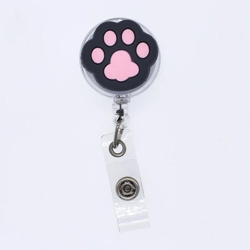 Pink Cat Paw Retractable Badge Reel - Cute Nurse ID Holder With 33" Cord & Alligator Clip - View #4