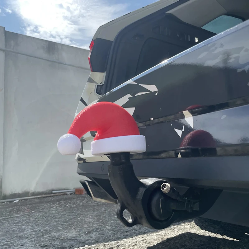 Cache Boule Attelage Forme De Chapeau De Noël 13x8,1x7,9cm Décor Couvercle Attelage Accessoire Auto Noël Protection Boule Attelage - Auto