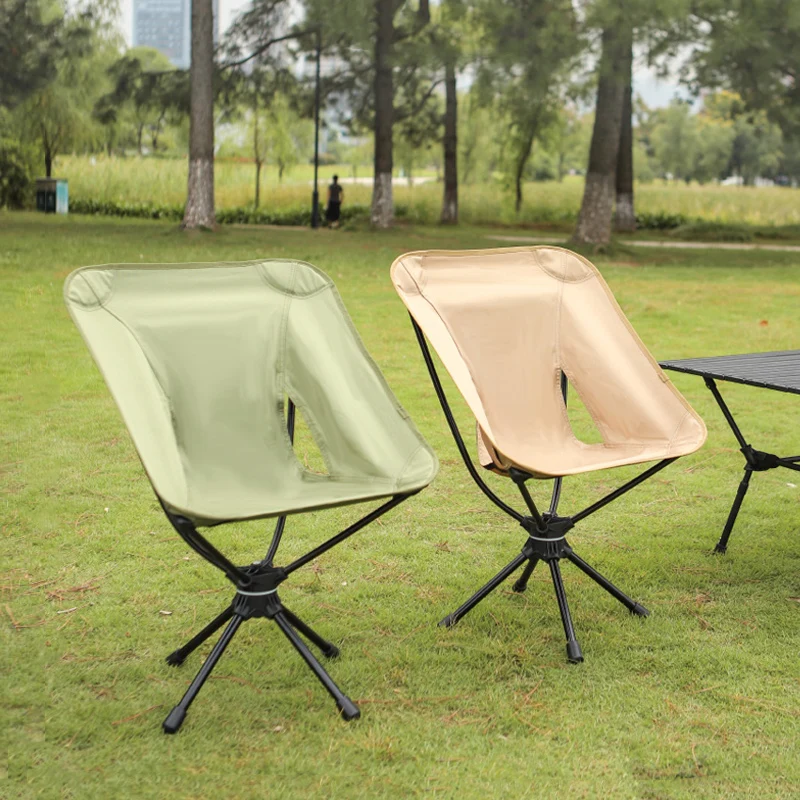 Chaise lune pivotante 360° aluminium pliable - Siège camping portable pêche pique-nique détente