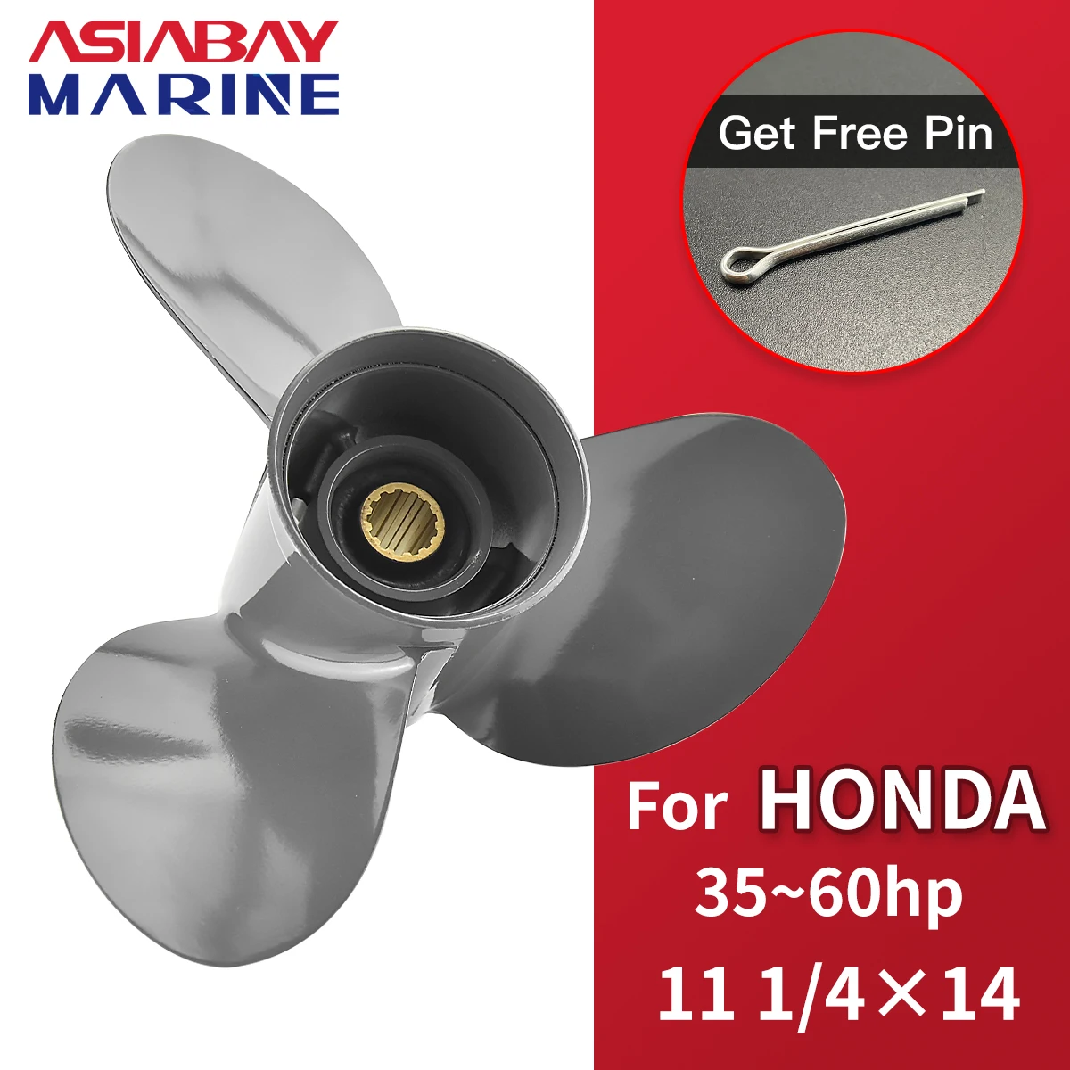 Outboard Propeller For Honda 35hp 40hp 50hp 60hp 11 1/4*14 Boat Motor Aluminum Alloy Screw 3 Blade 13 Spline Marine Engine Part