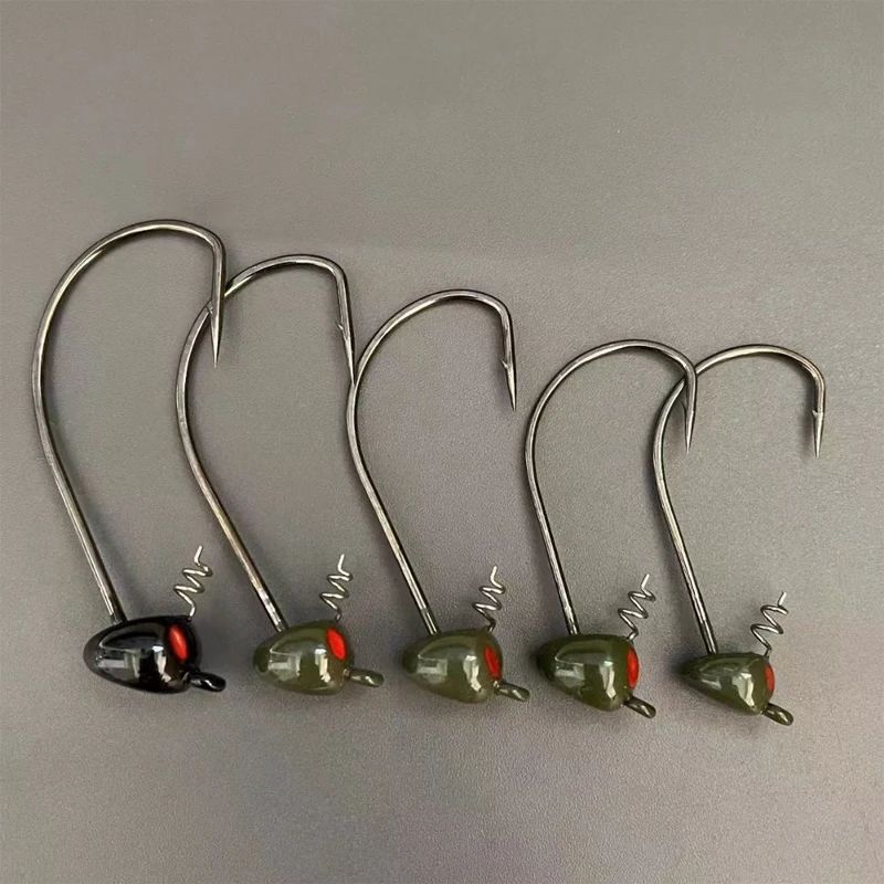 Pumpkin Head Jig 1/4 3/8oz Fishing Lure with Extended Bait Holder and  Horizontal Line Tie Green Shaky Head Fishing Jig For Bass - AliExpress