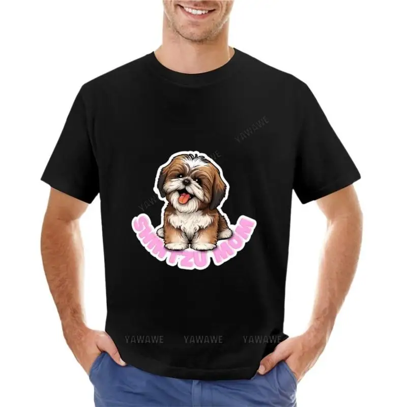 

Футболка cuteShihTzumom sticker(), футболки на заказ, большие и высокие футболки для мужчин, мужская футболка, хлопковая Футболка с круглым вырезом