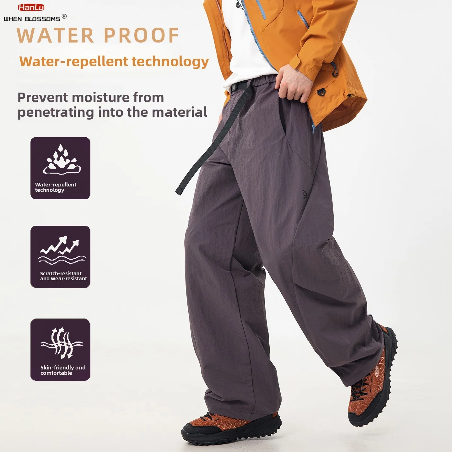 Technische Cargohose für Herren 2026, wasserabweisende Arbeitskleidung, J-Cut-Fallschirm-Design, plissierte Panel-Aktivhose, lockere Passform