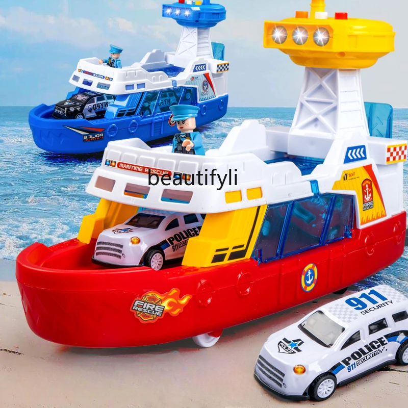 Children's Large Music Storage Track Ship Toy Puzzle Utility Car Boy Car