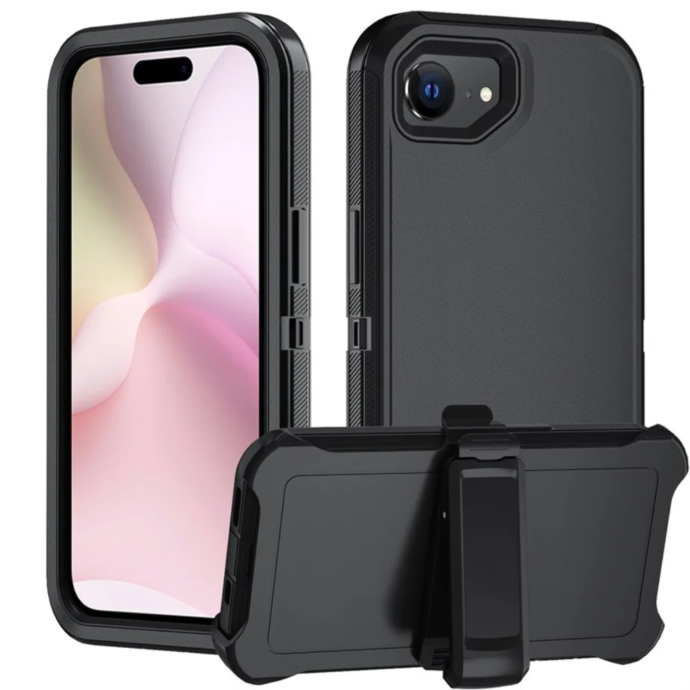Triple-Layer Rugged Shockproof Armor Case with Belt Clip
