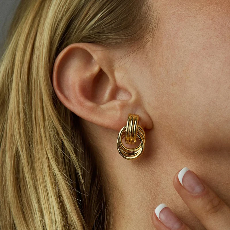 Fashion Glossy Three-Layer Textured Intersecting Knot Earrings 5 Fashion Glossy Three-Layer Textured Intersecting Knot Earrings 5
