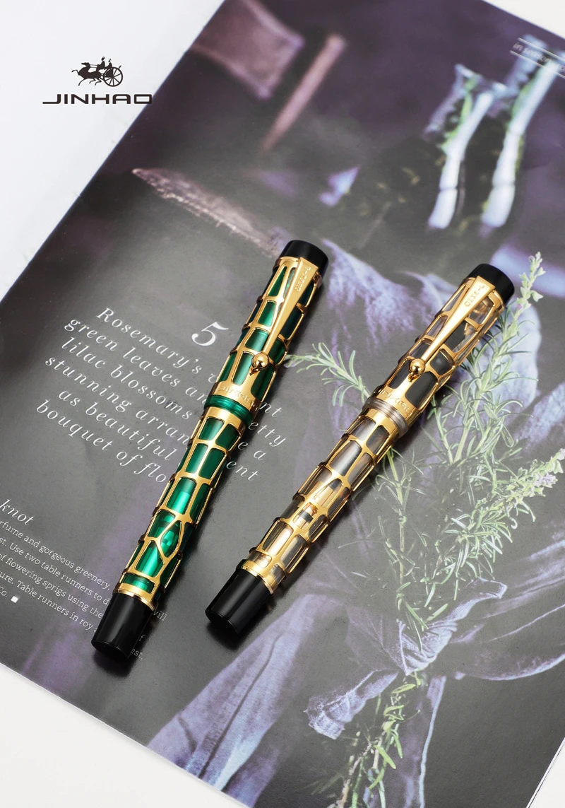 New Jinhao Century 100 Fountain Pen Real Gold Electroplating Hollow Out Ink Pens Smoothly Writing F Nib For Luxury Writing Pen c eng skills real writing 4 bk ans d