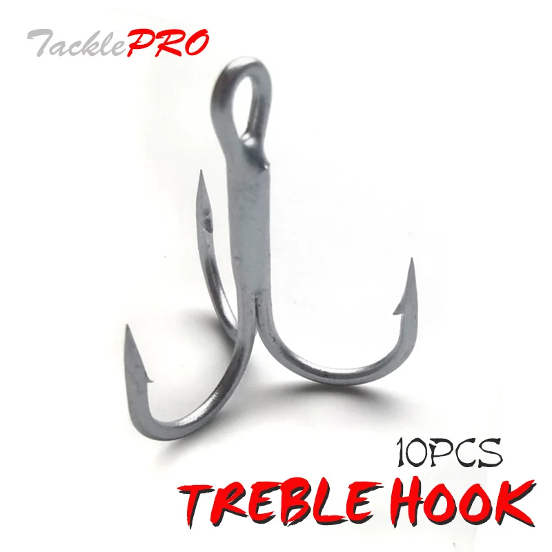 

TacklePro 10Pcs Treble Hook 1#-12# Carbon Steel Black & Silver Fish Hook High Strength Hooks for lure Fishing Tackle Wobblers