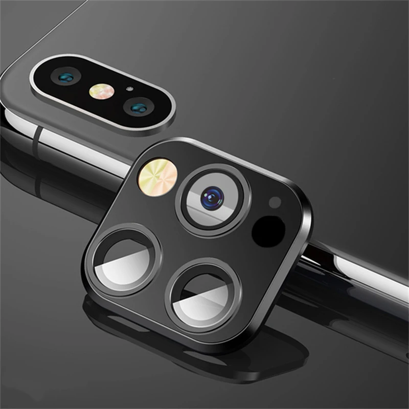 Camera Lens Film For iPhone X XS Max to 12 Pro 12Pro Max Tempered Glass Metal Lens Back Cover Protector Fake Modified Sticker