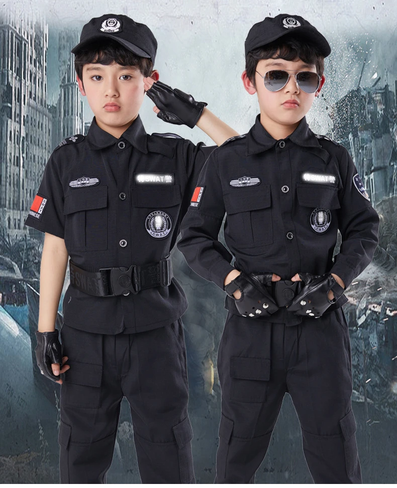 110-160Cm ragazzi Cosplay polizia uniformi per bambini militare Costume Swat  traffico Swat Halloween carnevale Party Performance Unisex - AliExpress