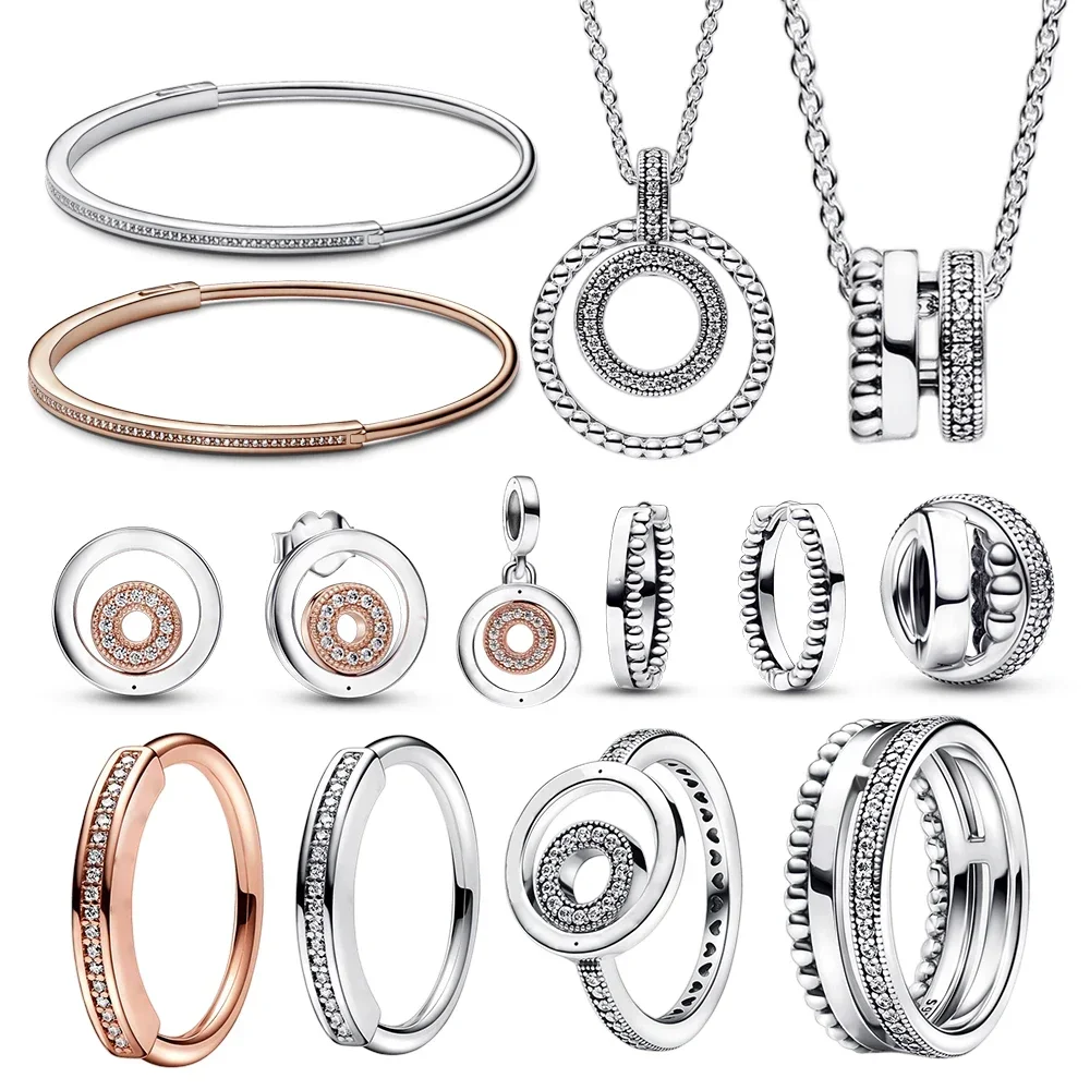 

Silver Set For Women 925 Original Ring Earrings Necklace Chain Fashion Wholesale Signature Jewelry Real Certified Free Shipping