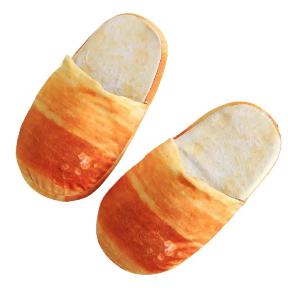 Creative Simulation Bread Slippers Soft Bottom Funny Plush French Bread Slippers Thick Sole Shoes 3D Bread Slides Bedroom 3