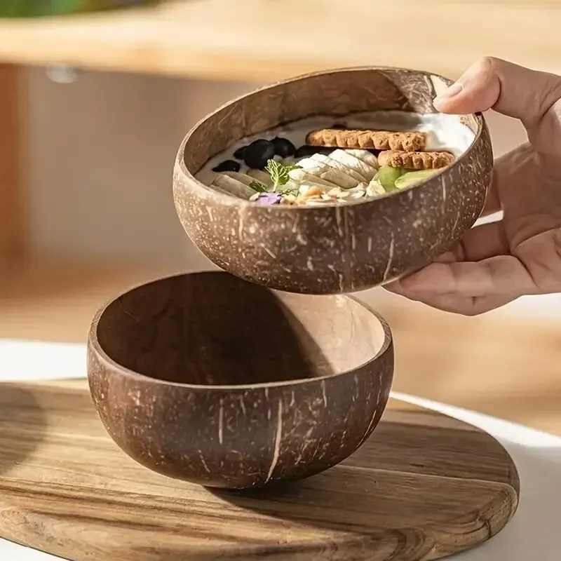 Natural coconut shell bowl tableware packaging coconut bowl light food container salad milkshake dessert bowl Southeast Asia ins