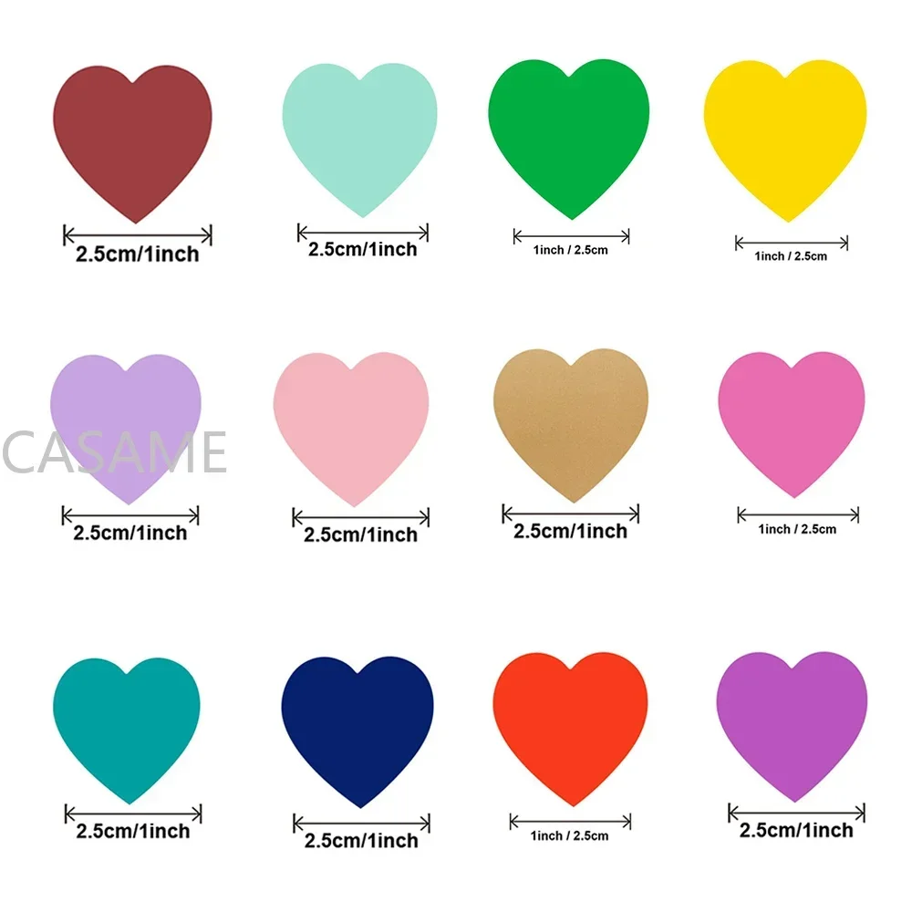 500 Love Heart Shaped Sticker Seal Labels - Birthday Party Gift Packaging, Cute Stationery Stickers for Scrapbooking and Crafts