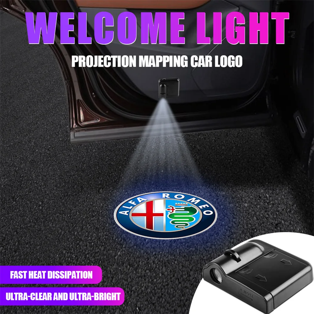 Автомобильная Беспроводная Светодиодная лампа для двери, проекционная лампа для Alfa Romeo Giulia Stelvio MiTo Giulietta Tonale ALFA 4C