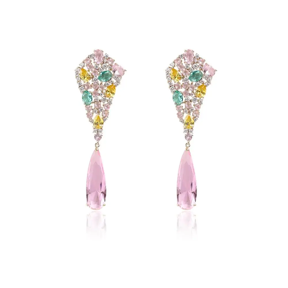 

Cubic Zircon Drop Earrings for Wedding, Crystals Dangle Earring for Bride, Women Girl Gift CE10911