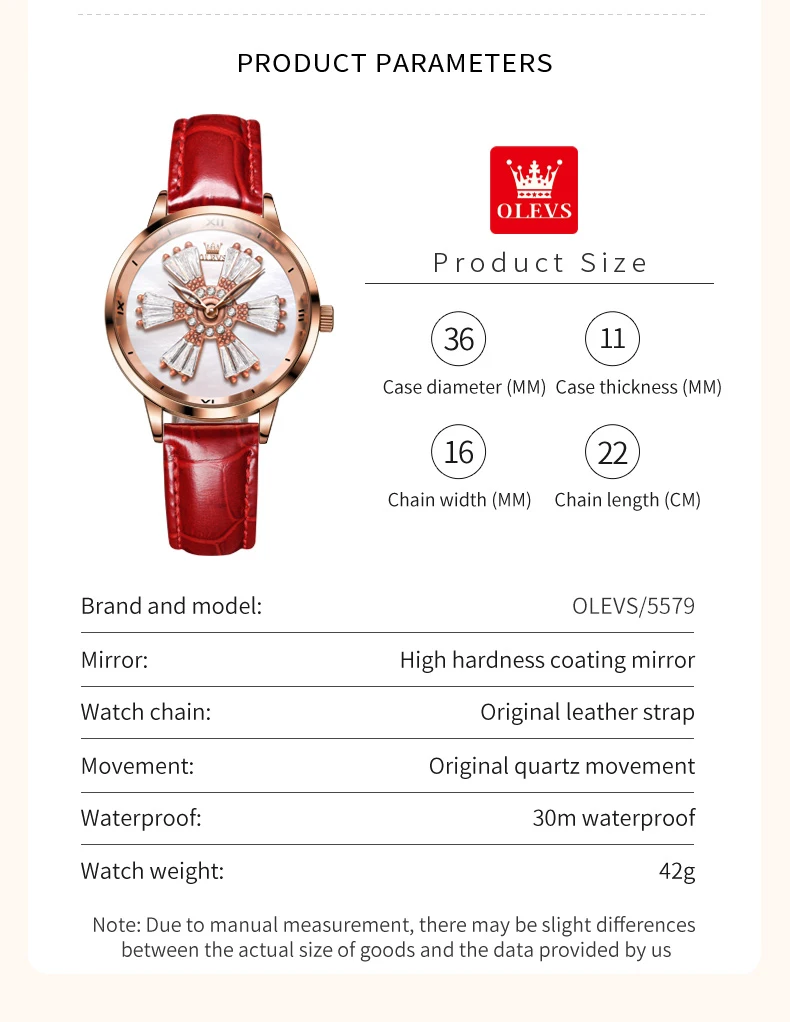 OLEVS Quartz Watch for Women In Rotation Flowers Dial Leather Strap Waterproof Fashion Elegant Women's Wristwatches Reloj Mujer
