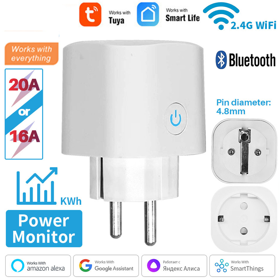TUYA Smart Plug WiFi/Zigbee Socket EU 16A/20A With Power Monitor Timing Function Voice Control Works With Alexa GoogleHome