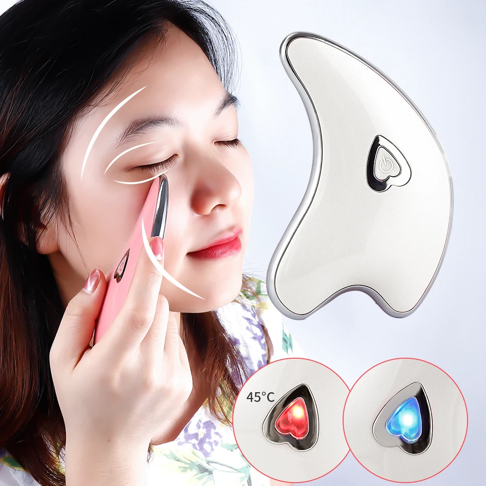 Electric Guasha Vibration Massager Face Neck Scraping Tool Facial Lifting Scraper Double Chin Removal Face Slimming V-Line Care