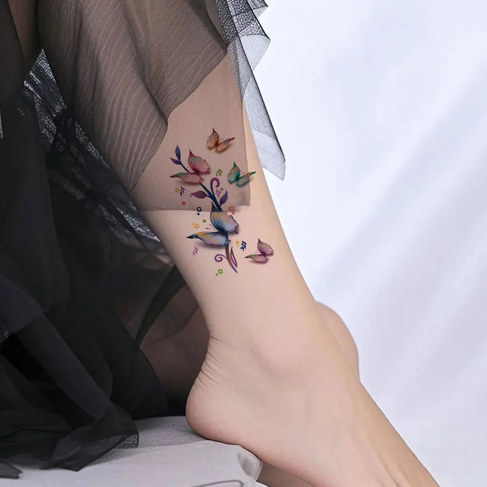 Tattoo Sticker 30 Sheets Colorful Butterfly Temporary Tattoo Stickers Black Cartoon for Arm Body