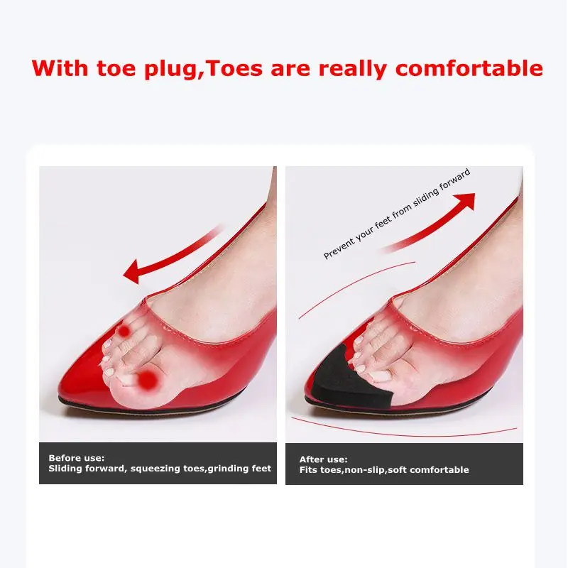 Shoe Insoles Forefoot Pads Toe Pads 1pair Women High Heel Toe Plug Insert Shoe Front Filler Cushion Pain Relief Protector Accessories