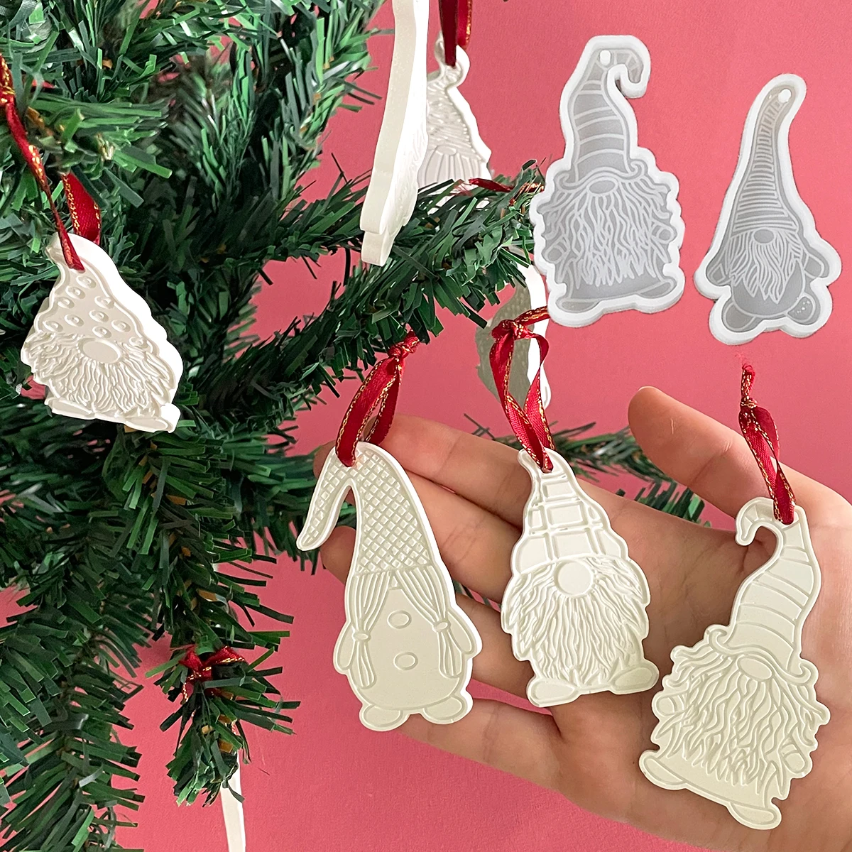 Christmas Tree Pendant Silicone Mold Dwarf DIY Epoxy Resin Mold Dwarf Keychain Pendant Hanging Tags Home Decoration Crafts silicone mold