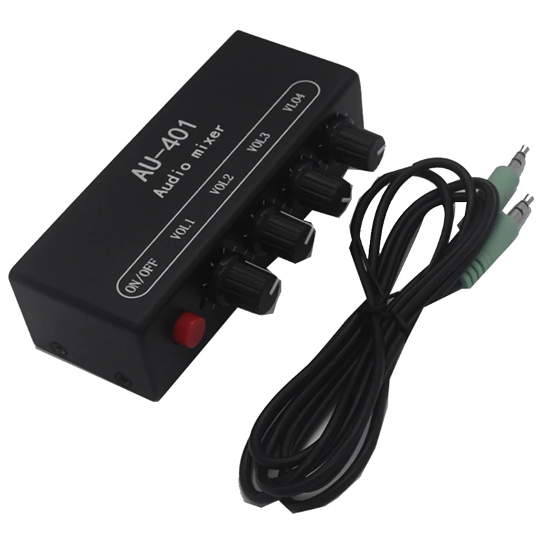 멀티 소스 AU-401 DC 5V-12V 스테레오 오디오 믹서, 4 입력 1 출력, 개별 제어 보드 사운드