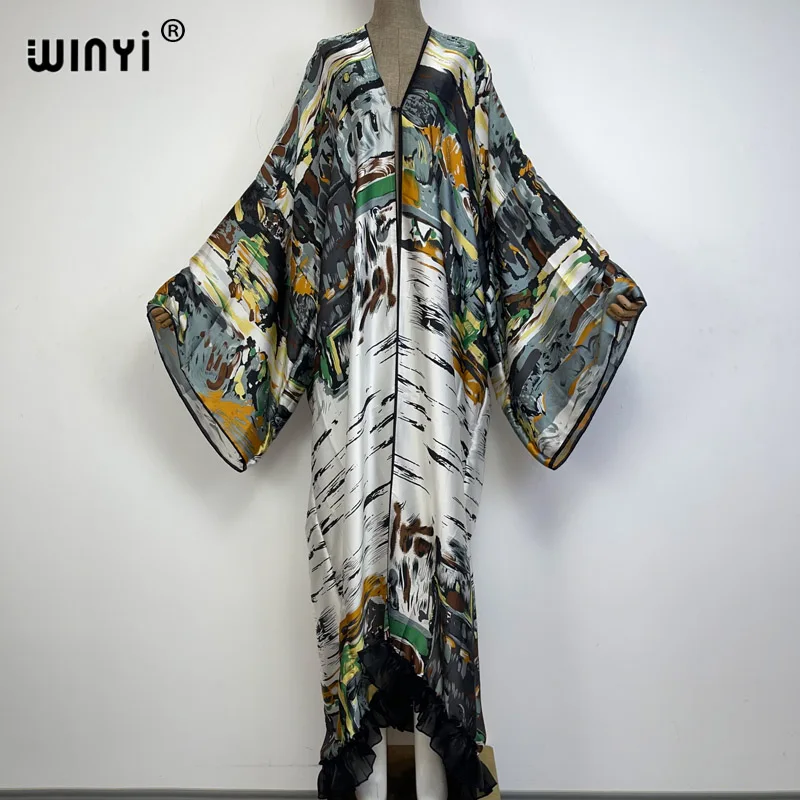 

WINYI летний винтажный женский кардиган с принтом женская элегантная женская макси-накидка в стиле бохо для пляжа и отдыха