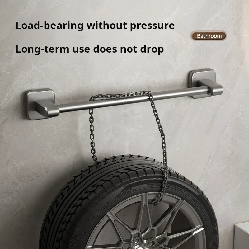 towel rack, space aluminum, non-perforated bathroom, towel rail, toilet, shelf, washroom, bath rack