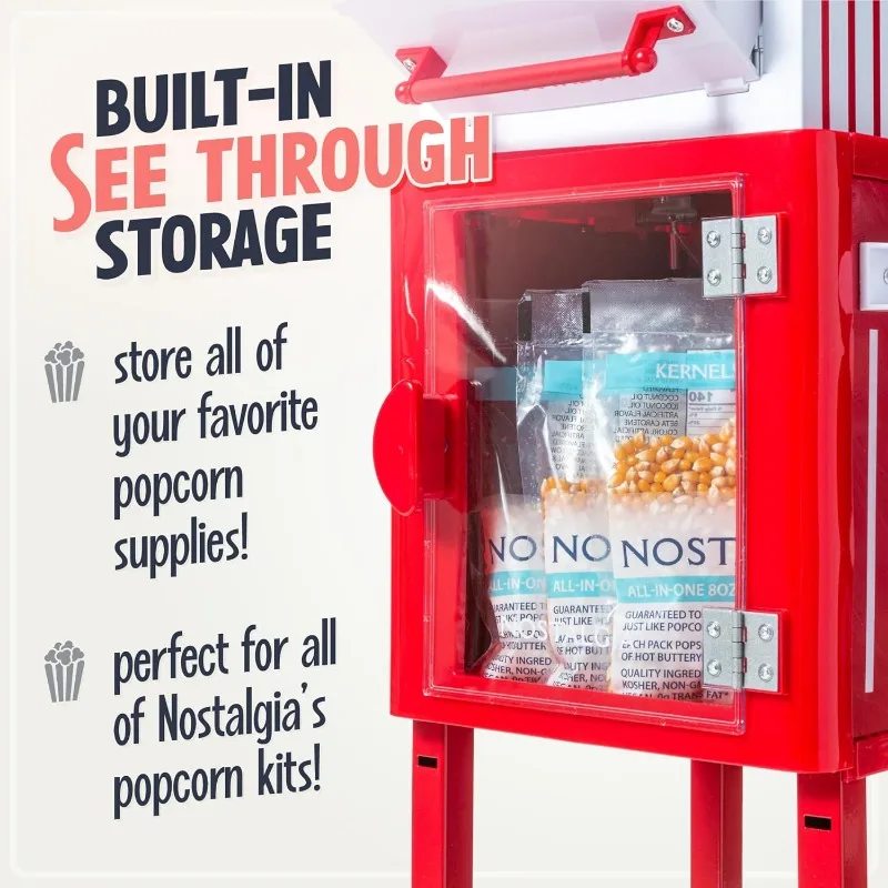 Nostalgia Popcorn Maker Machine-Professional Cart With 2.5 Oz Kettle Makes Up to 10 Cups-Vintage Popcorn Machine Movie