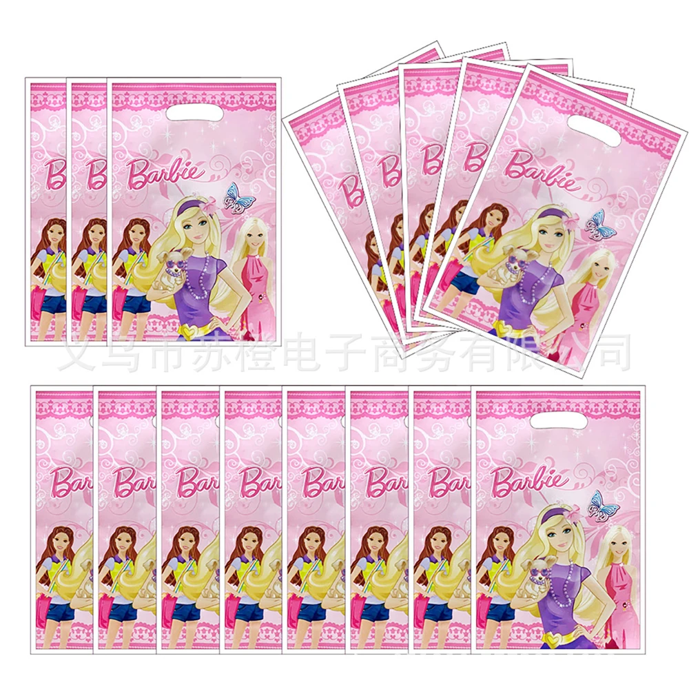 Barbi Girl Theme 10pcs/lot Kids Girls Favors Happy Birthday Party Gifts Surprise Candy Bags Decorations Loot Bags