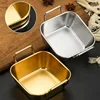 304 Stainless Steel Food Storage Tray with Handle Silver Gold Baking Pastry Pan BBQ Snacks  Kitchen  Plate Sushi Dish 5