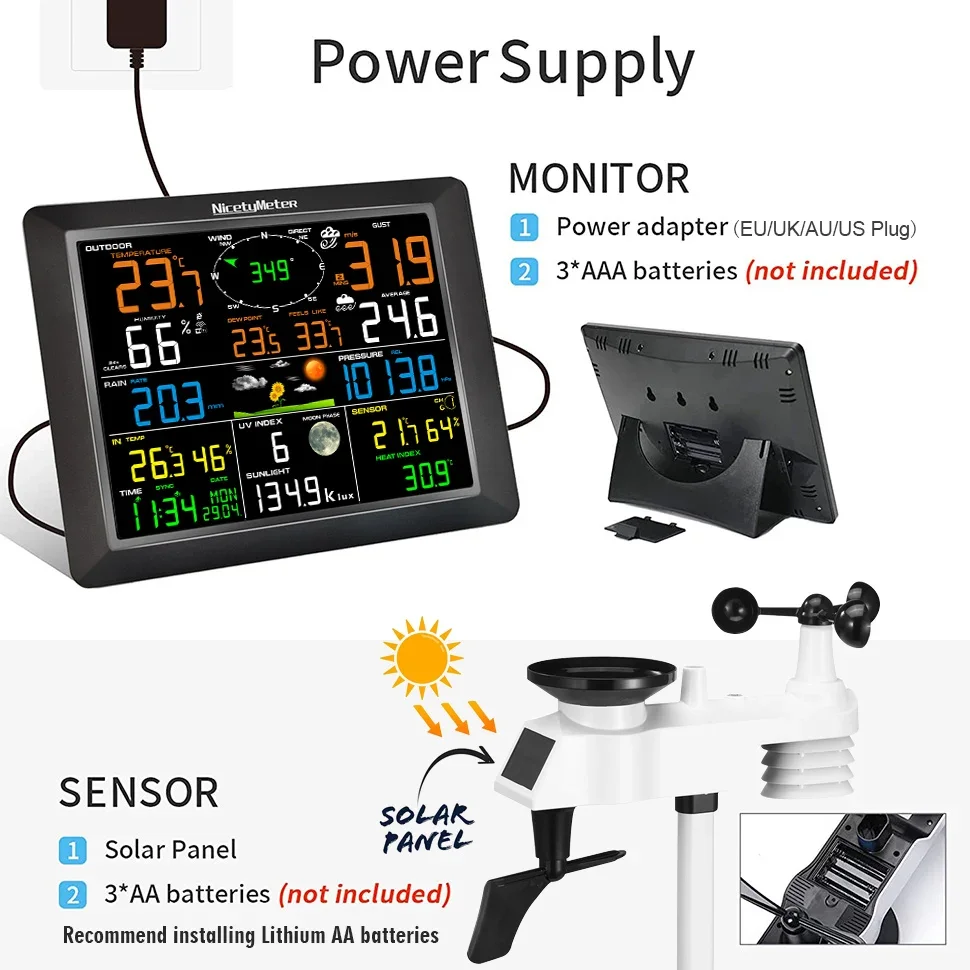 0310 Professional WiFi Weather Station Internet Wireless with Outdoor Sensor Rai