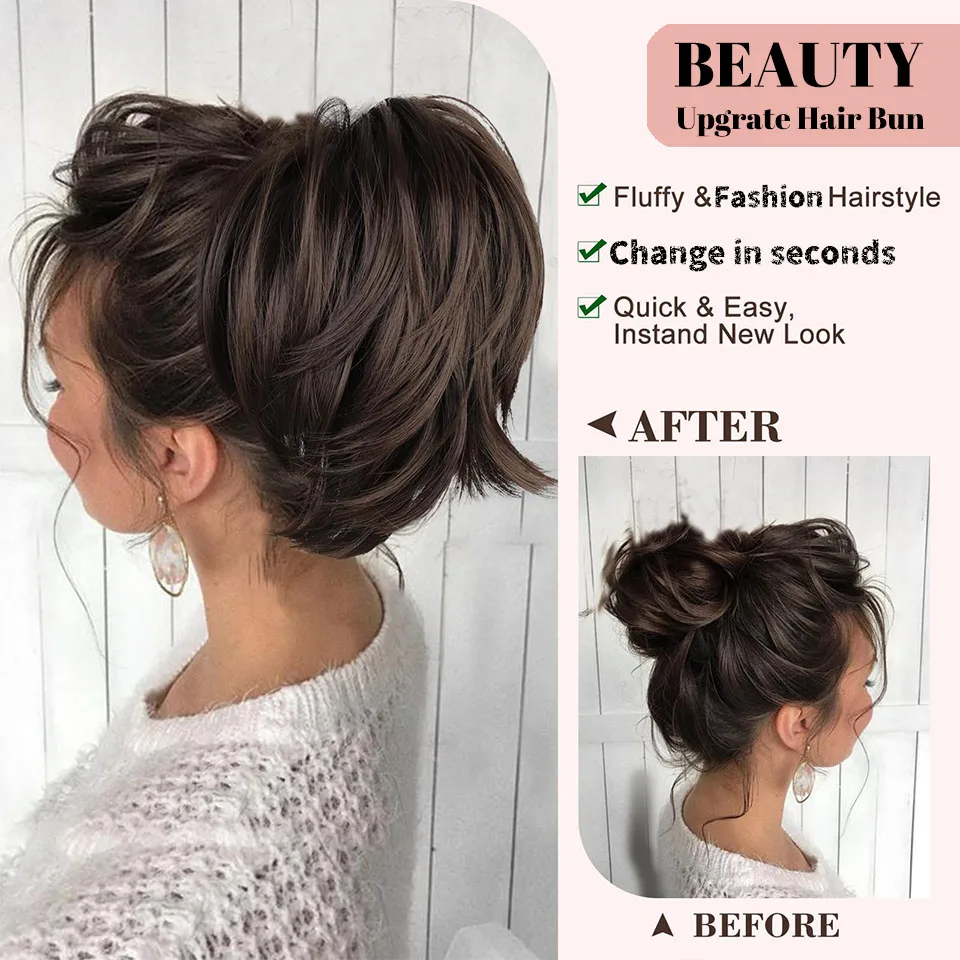 Messy Bun Hair Piece Claw Clip In Hair Buns Piece For Women Straight Short High Ponytail Extension Tousled Updo For Girls hair bun extensions