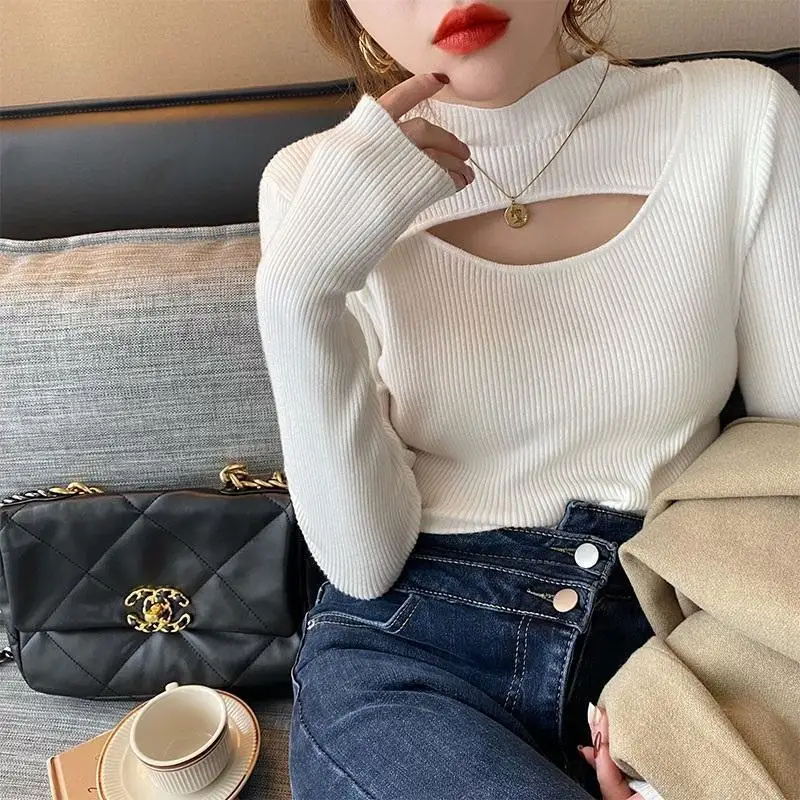 

Cashmere Sweater Women Half Turtleneck Pullover Knitted Sweaters Warm Knitwear Female Jumper Winter Clothes Solid Casual Top