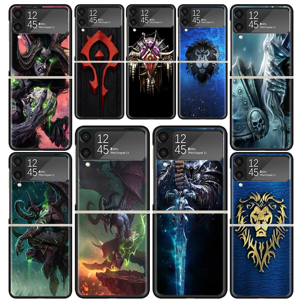 W-World Of W-Warcraft W-Wow Custodia Per Telefono Per Samsung Galaxy Z Flip4 Flip5 Flip3 Custodie Z Flip 3 4 5 5G Cover Posteriore Rigida Shell Fundas