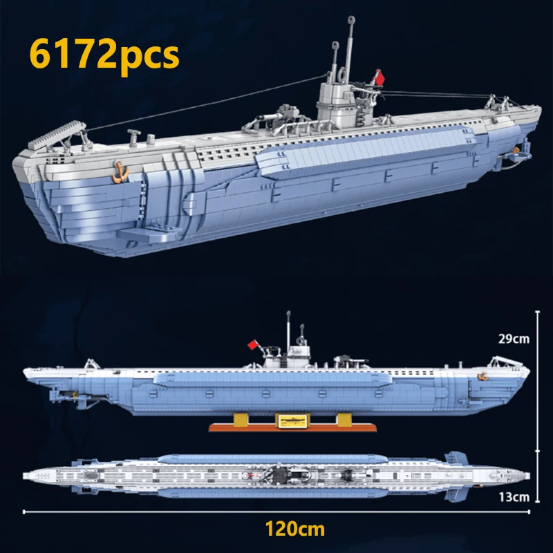 

IN STOCK Ww2 German U-boat Building Blocks Model Military Submarine Weapon Bricks Sets for Adults Toys for Boys Birthday Gift