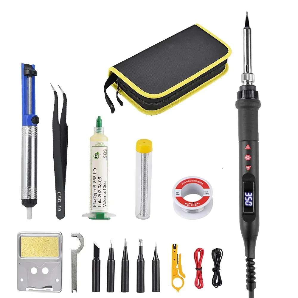 

JCD 80W Electric Soldering Iron Set Kit 110V/220V Adjustable Temperature LCD Digital Display With Tips Pump Welding Tool Kits