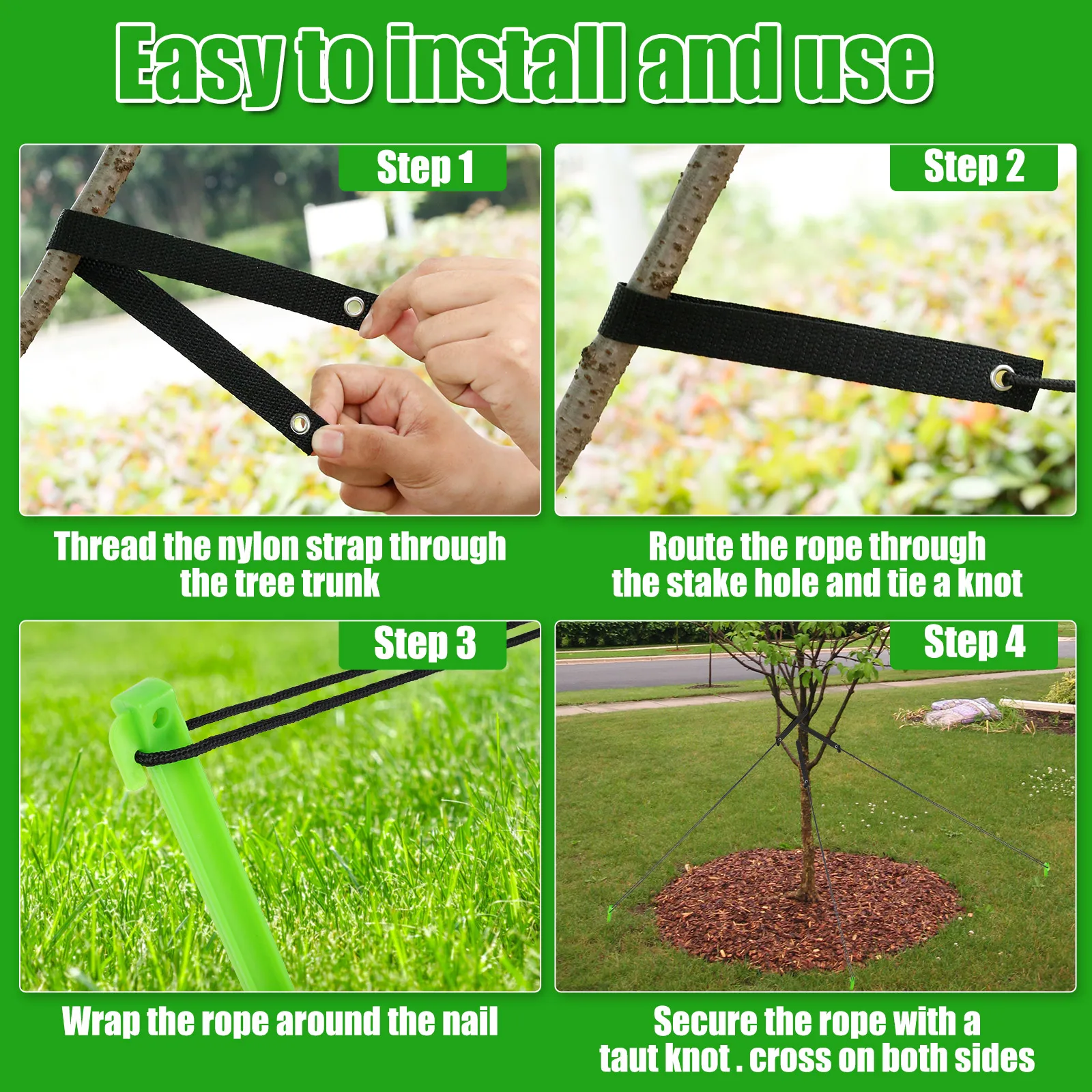 1/3 Set Tree Stake Kit 12in Plastic Sapling Tree Stake Support with Ropes Reusable Tree Staking Anchor Kits for Garden Plant Fix