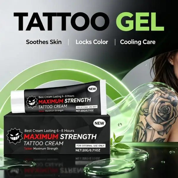 Crema per Tatuaggi ad Alta Efficacia 20g, Unguento per la Cura del Tatuaggio, Aloe Vera, Lenitivo, Idratante, Anti Rossore, Mantenimento del Colore - immagine 2