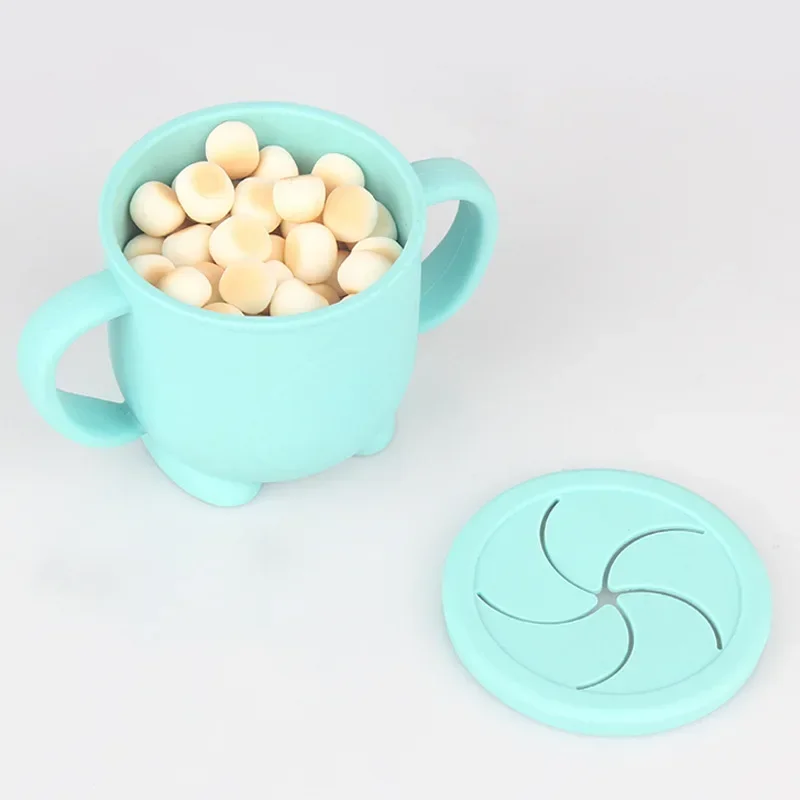 BPA Free Kids Silicone Food Storage Box Solid Color Baby Snack Cup Portable Children Snacks Container With Lid silicone cups