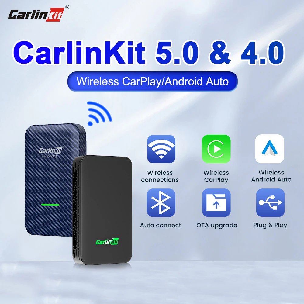 Carlinkit 4.0 Sans Fil Carplay Android Auto Adaptateur 2022 Mise à niveau  Compatible Intégré Filaire Carplay Voiture Plug & Play