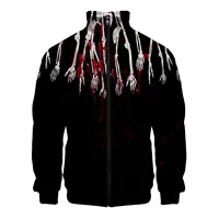 Tracksuit Hoodless Sweetshirts Hallowee Long-Sleeve Stand-Collar Zip Up Hoodie Bat Print Casual Daily Wear Athletic Men Clothing - Image 2
