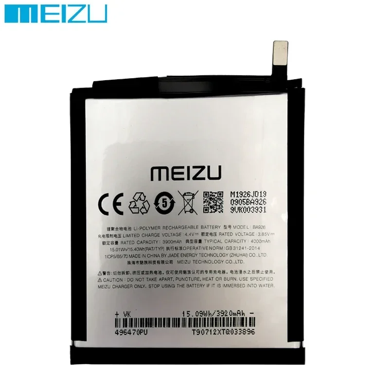 100% Original BA926 Meizu 4000mAh Battery For Meizu 16XS M1926 M926H M926Q M926 Mobile Phone High Quality Batteries Bateria