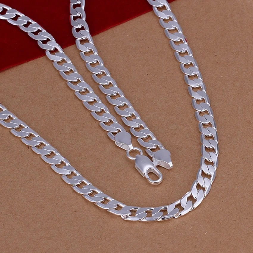 

Fine 925 Sterling Silver Necklace Exquisite Noble Luxury Gorgeous Charm Fashion 6MM Men Solid Wedding Chain Women Jewelry